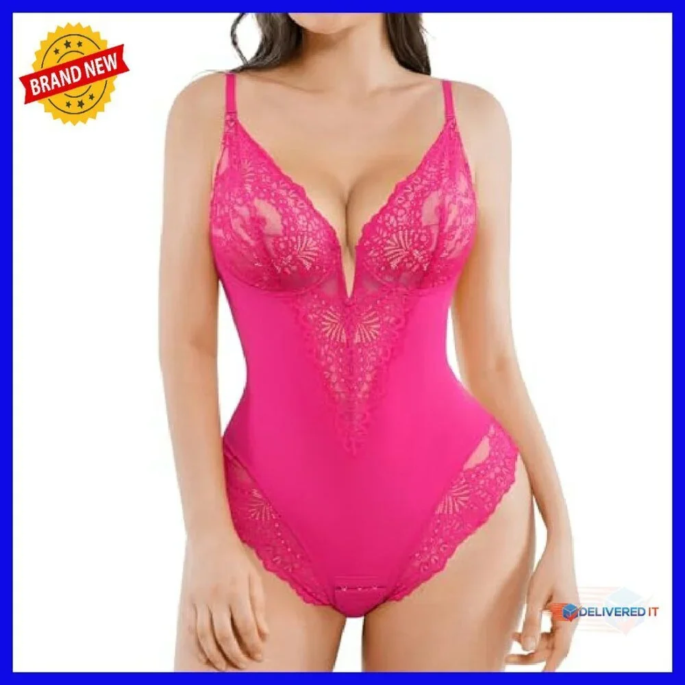 Lace Shapewear Bodysuit Tummy Control V Neck Sleeveless Body Suit